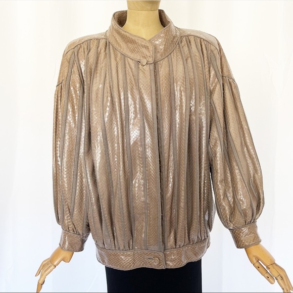VINTAGE HETTABRETZ 1970s Reptile Leather Jacket w/ Mohair Interior, RARE! - Picture 1 of 15